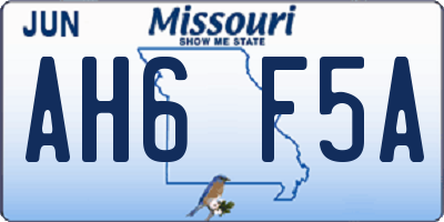 MO license plate AH6F5A
