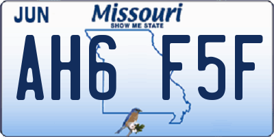 MO license plate AH6F5F