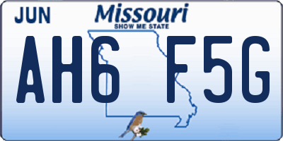 MO license plate AH6F5G