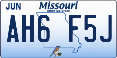 MO license plate AH6F5J