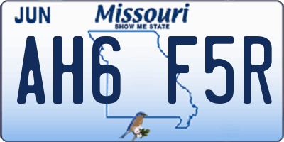MO license plate AH6F5R