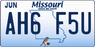 MO license plate AH6F5U