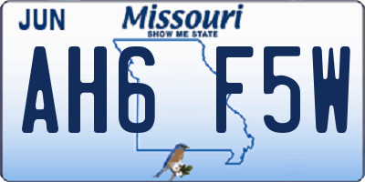MO license plate AH6F5W