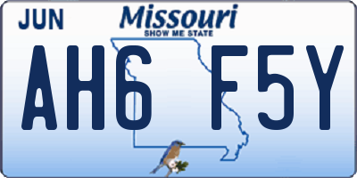 MO license plate AH6F5Y