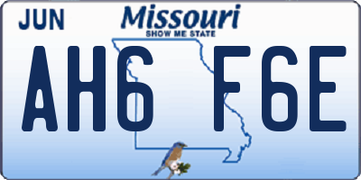 MO license plate AH6F6E