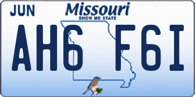 MO license plate AH6F6I