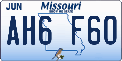 MO license plate AH6F6O