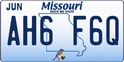 MO license plate AH6F6Q
