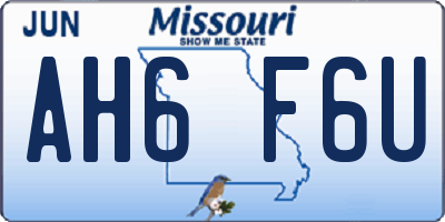 MO license plate AH6F6U