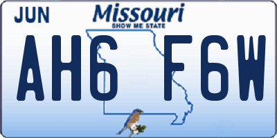 MO license plate AH6F6W