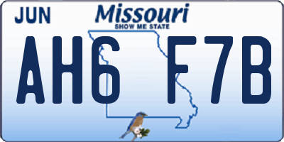 MO license plate AH6F7B
