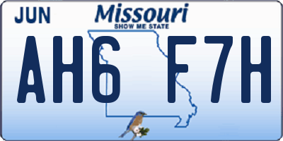 MO license plate AH6F7H