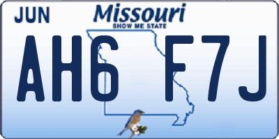 MO license plate AH6F7J