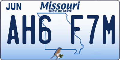 MO license plate AH6F7M