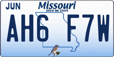 MO license plate AH6F7W