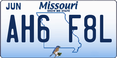 MO license plate AH6F8L