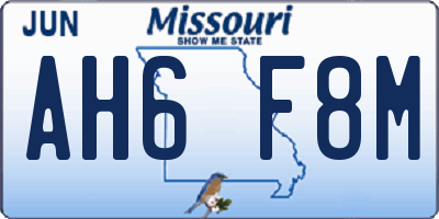 MO license plate AH6F8M