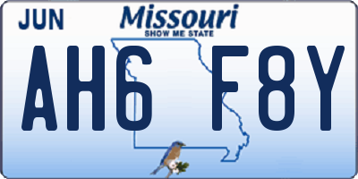 MO license plate AH6F8Y