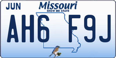 MO license plate AH6F9J