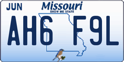 MO license plate AH6F9L