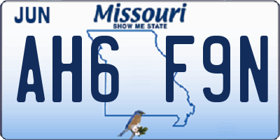 MO license plate AH6F9N