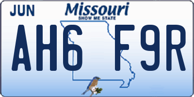 MO license plate AH6F9R