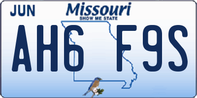MO license plate AH6F9S