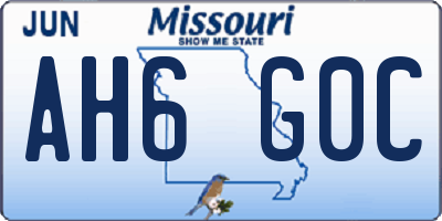 MO license plate AH6G0C