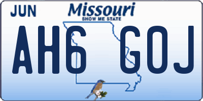 MO license plate AH6G0J