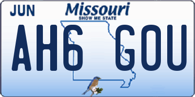 MO license plate AH6G0U