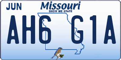 MO license plate AH6G1A