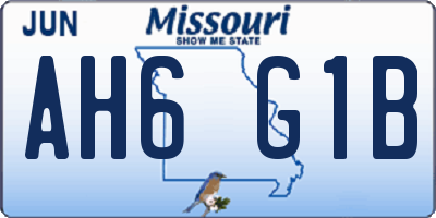 MO license plate AH6G1B