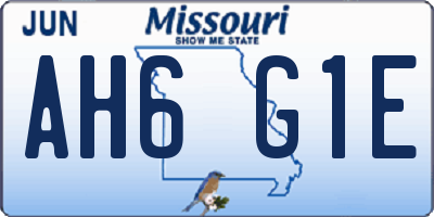 MO license plate AH6G1E