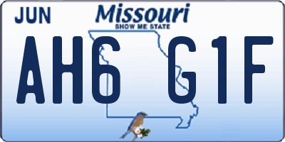 MO license plate AH6G1F
