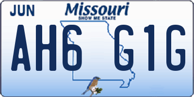 MO license plate AH6G1G