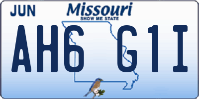 MO license plate AH6G1I