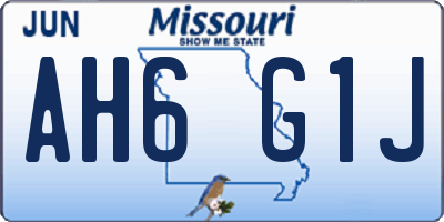 MO license plate AH6G1J