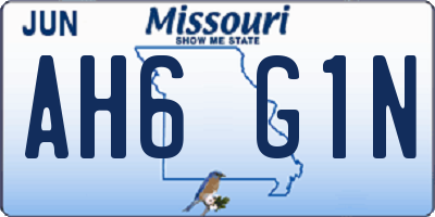 MO license plate AH6G1N
