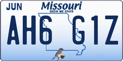 MO license plate AH6G1Z