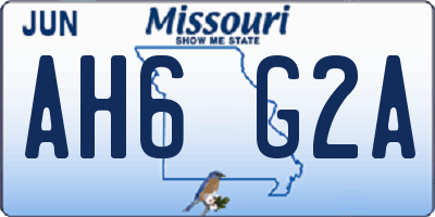 MO license plate AH6G2A