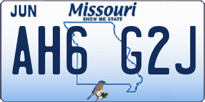 MO license plate AH6G2J