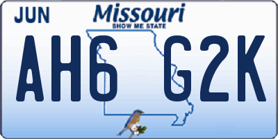 MO license plate AH6G2K