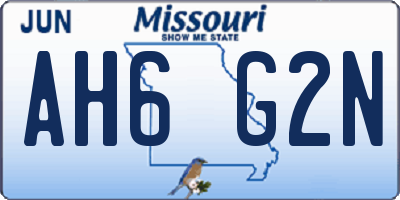 MO license plate AH6G2N