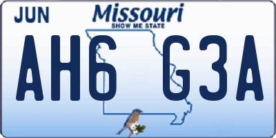 MO license plate AH6G3A