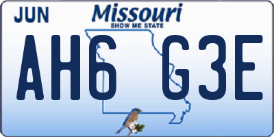 MO license plate AH6G3E