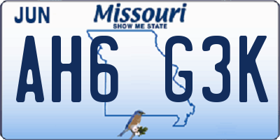MO license plate AH6G3K