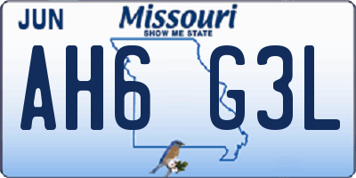 MO license plate AH6G3L
