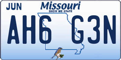 MO license plate AH6G3N