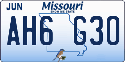 MO license plate AH6G3O