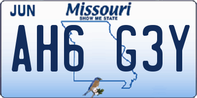MO license plate AH6G3Y